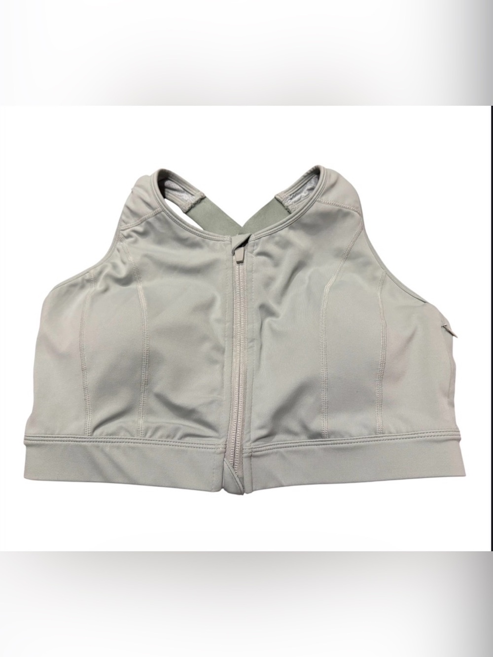 Senita High Impact Zip Front Sports Bra Sage Green Size Medium